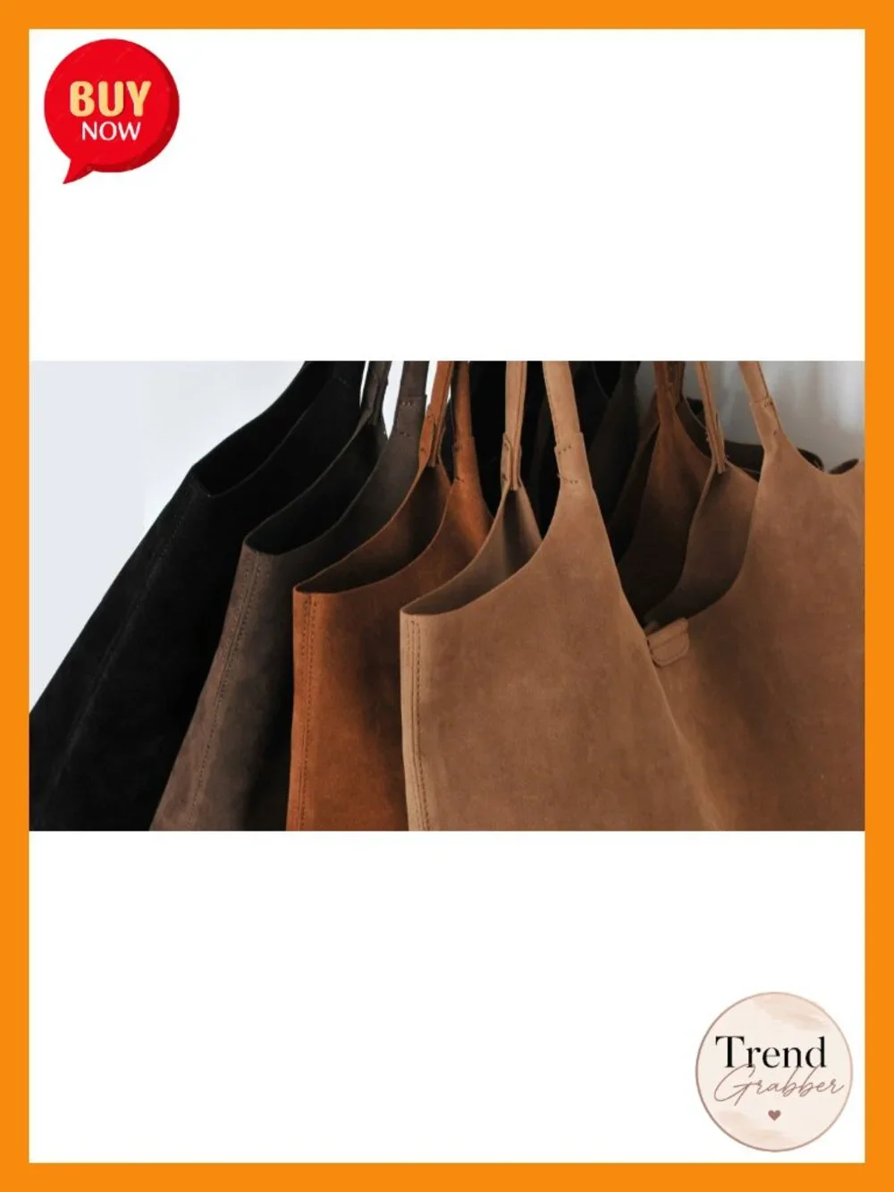 Faux Suede Tote Bag with Magnetic Closure Hobo Handbag